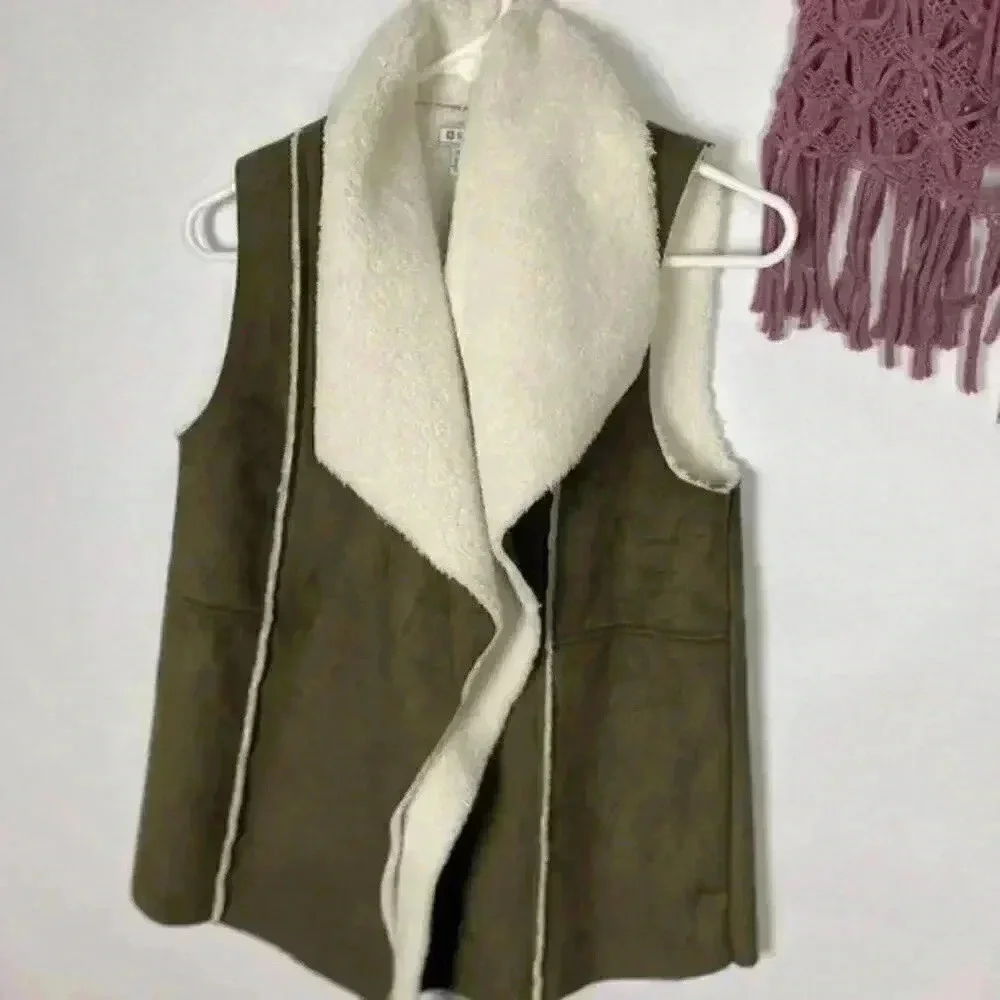 SUSINA Faux Shearling & Faux‎ Suede Vest Size XSP